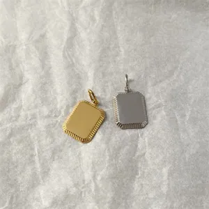 Stainless steel square pendant charms, gold and silver blank dog tags for DIY jewelry making.