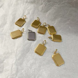 Stainless steel rectangular pendant blank titanium steel jewelry making charms gold silver