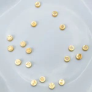 Stainless steel gold plated smiley heart star loose beads DIY jewelry making accessories details