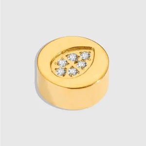 Gold stainless steel teardrop rhinestone charm DIY jewelry bead spacer component for bracelet
