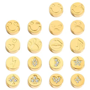 Stainless steel gold smiley face heart charm beads DIY jewelry accessories main view