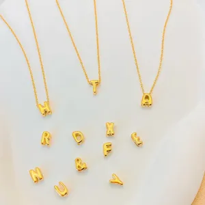 Gold 3D Bubble Alphabet Letter Pendants And Charms Jewelry DIY Craft Accessories