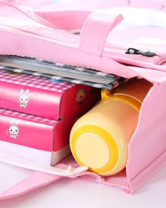 Borsa shopper in tela rosa borsa portaoggetti per cancelleria da studente carina