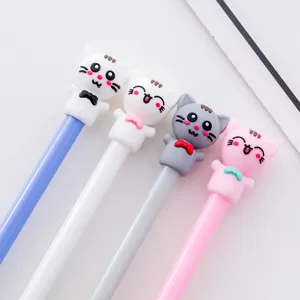 Set di penne gel gatto cartone animato, cancelleria carina per studenti creativi.