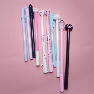 Set di penne gel gatto cartone animato 0.5mm inchiostro nero cancelleria scuola regalo