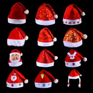 Assorted Christmas hats for kids and adults, festive holiday party headwear gifts.