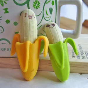 Joli ensemble de gommes banane dessin animé, décoration de jouet de bureau créative.