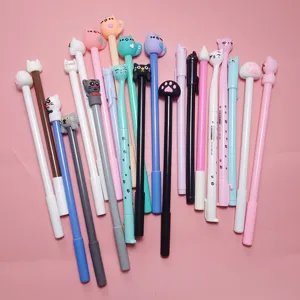Set di penne gel gatto cartone animato per studenti, regali di cancelleria creativa vari colori.
