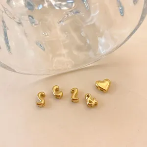 Gold 3D bubble letter beads and charm accessories, minimalist style DIY jewelry making components.
