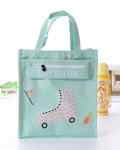 Borsa Tote in Tela Casual per Studenti Simpatica Stampa Pattini a Rotelle Tasca con Zip Borsa a Mano Leggera Borsa da Scuola