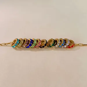Ανοξείδωτο ατσάλι DIY στρογγυλό κρεμαστό στρασάκι πολύχρωμα κρύσταλλα κοσμήματα