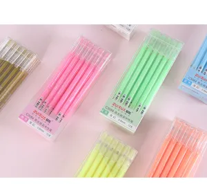 Colorful gel pen set detail, 0.6mm tip 12pcs pack, smooth writing stationery for DIY craft project.