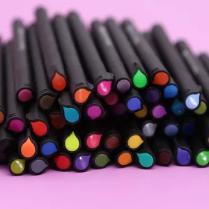 Colorful fineliner drawing pens set with fine tips for sketching, art design, and writing.