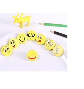 Gomme da cancellare con simpatiche faccine sorridenti e varie espressioni per articoli scolastici.