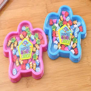 Cute turtle shaped plastic tray mini cartoon eraser set creative kids stationery gift item