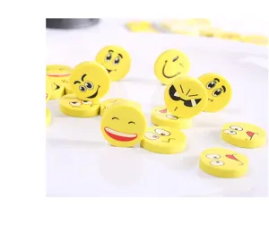 Gomme da cancellare rotonde gialle smiley cartone animato carine per scuola bambini set