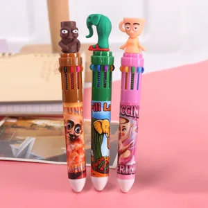 Creative quirky 10-color multi-color ballpoint pen novelty cartoon student stationery pen.