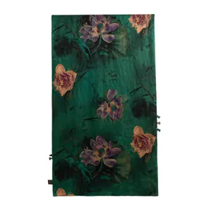Style chinois en soie lourde jacquard lotus imprimé châle longue écharpe élégante