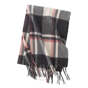 Sciarpa in lana a quadri per autunno inverno, elegante scaldacollo con frange stile classico.