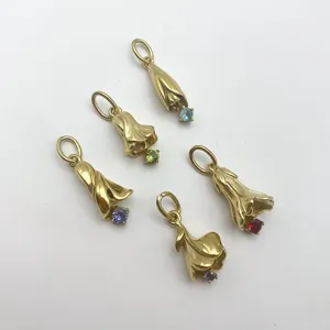 DIY Titanstahl Blumen Anhänger mit bunten Geburtsstein Charms für handgemachte Halsketten Schmuck.