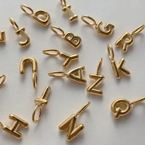 Ciondoli lettere a bolla 3D dorati charm iniziali accessori per creazione gioielli