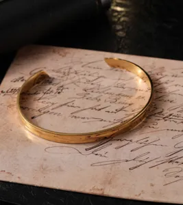 Simple gold stainless steel open cuff bracelet for men minimalist polished metal bangle jewelry