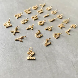 Ciondoli con Lettere Alfabeto in Zircone Oro Accessori Gioielli Fai da Te in Acciaio!