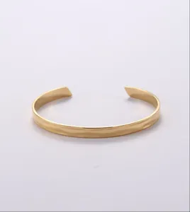 Minimalist gold stainless steel open cuff bracelet for men fashion chic smooth metal wristband