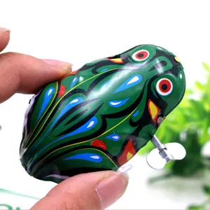 Juguete rana vintage de hojalata mecánico retro animal de cuerda regalo colección.
