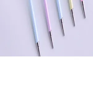Detailed view of pastel mechanical pens with metal tips, elegant and smooth writing tool.
