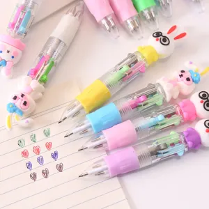 Stylo à bille multicolore lapin dessin animé mignon, mini stylo presse pour papeterie d'étudiant.