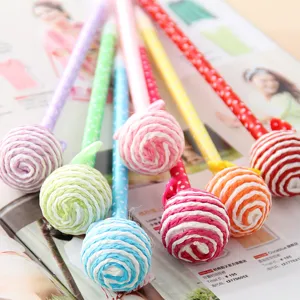 Colorful lollipop ballpoint pen detail, creative cute stationery gift for students and office.