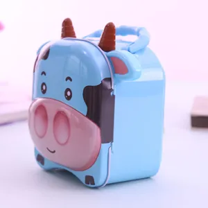 Jolie tirelire vache dessin anime en fer blanc boite de rangement de pieces enfants