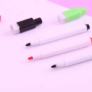 Portable dry erase whiteboard markers with eraser caps for school and office writing tasks.