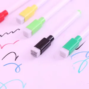Color whiteboard markers with eraser caps, safe creative stationery for kids drawing and writing.