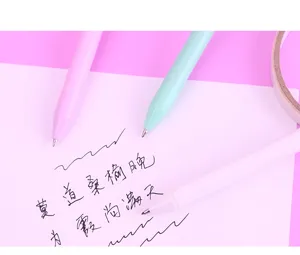 Macaron gel pen set for student study and daily writing, pastel colors smooth ink detail view.