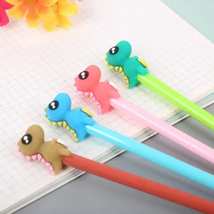 Cute creative dinosaur gel pens set, high aesthetic student stationery, smooth black ink writing pens.