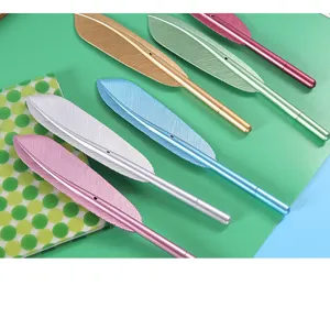 Creative feather shape gel pen student stationery signature pen multi-color options.