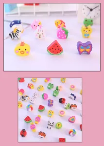 Cute cartoon fruit and animal erasers bulk set, creative student stationery gifts for kids.
