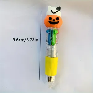 Mini Halloween 4-color ballpoint pen featuring cute pumpkin cat design, ideal school gift.