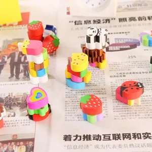 Cute cartoon erasers bulk set, creative novelty fruit and animal pencil erasers for kids school gifts.
