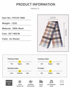 Detail view of the luxury 100% cashmere plaid scarf, soft warm winter accessory 30x180cm