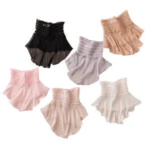 Women summer silk mesh fake collar solid color breathable neckerchief sun protection scarf set 6pcs