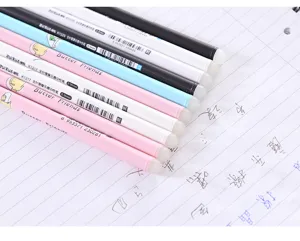 Cute erasable gel pens set with 0.5mm and 0.35mm fine tips for smooth writing and school.