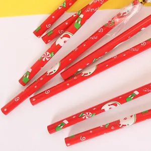 Christmas wooden pencil cute cartoon stationery gift red HB pencil bulk detail view