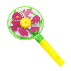 Jouet moulin a vent sifflet en plastique pour enfants couleur bonbon moulin a vent portable