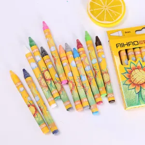 AIHAO sunflower colored crayons 8mm student art painting drawing stationery set supplies