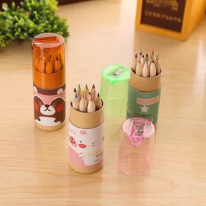 Crayons de Couleur Mignons Ours de Dessin Animé Papeterie Créative Cadeau Étudiant Set de Crayons de Dessin d'Art Multicolore En Tube
