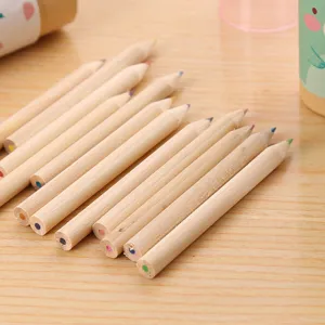 Lot de 12 crayons de couleur en bois naturel pour enfants, idéal pour le dessin et l'école.