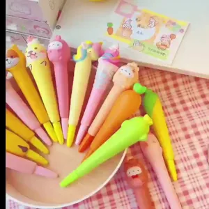 Penna Gel per Cartoni Animati Creativa Rimbalzo Lento Decompressione Carino Design Animale Frutta Inchiostro Nero Studente Cancelleria Regalo